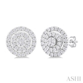 1/5 ctw Double Halo Round Shape Petite Round Cut Diamond Fashion Stud Earring in 10K White Gold